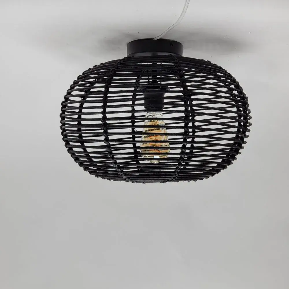 Foto 5 plafondlamp riet Ufo 30cm zwart