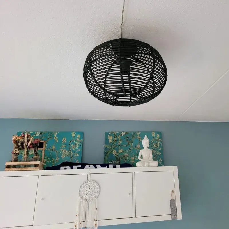 Foto 6 plafondlamp riet Ufo 30cm zwart