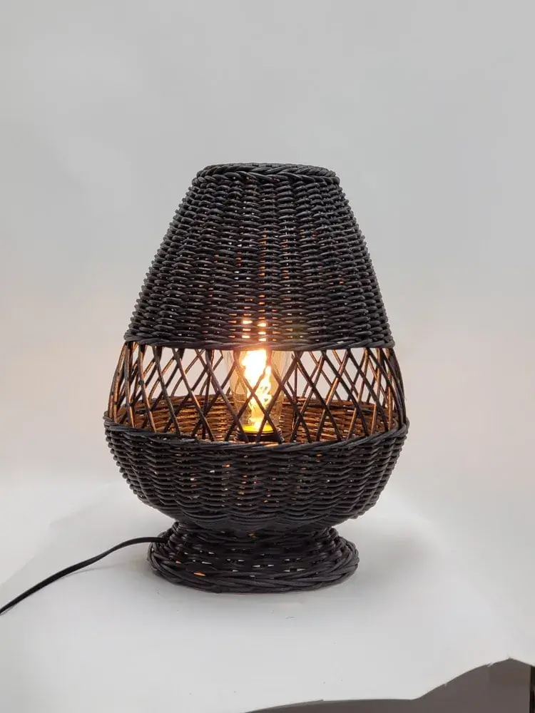 Foto van Tafellamp Riet Ruit 28x43cm zwart 511127