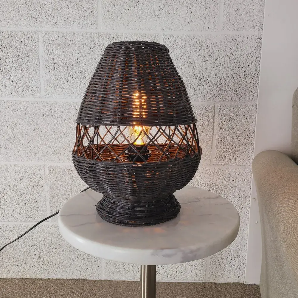 Foto 2 Tafellamp Riet Ruit 20x35cm zwart 511129