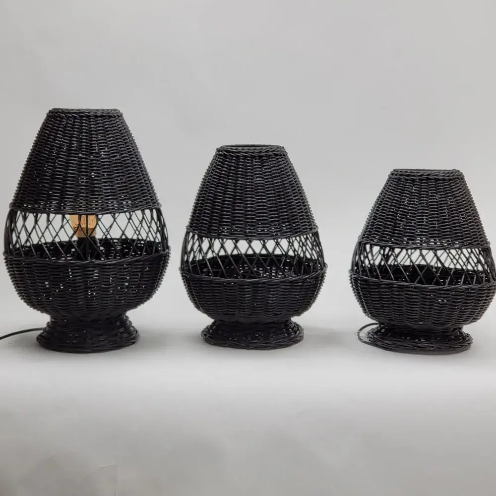 Foto 6 Tafellamp Riet Ruit 20x35cm zwart 511129