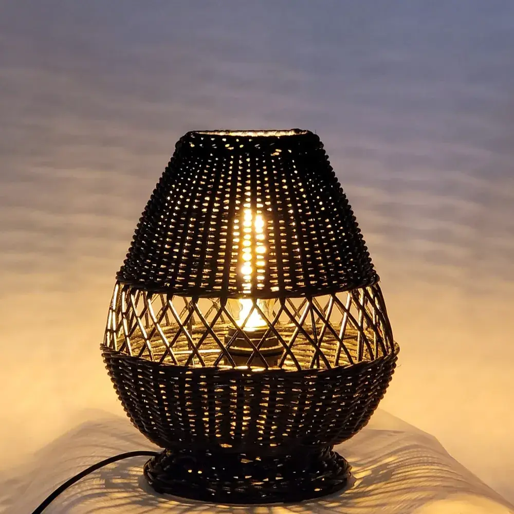 Foto 5 Tafellamp Riet Ruit 28x43cm zwart 511127