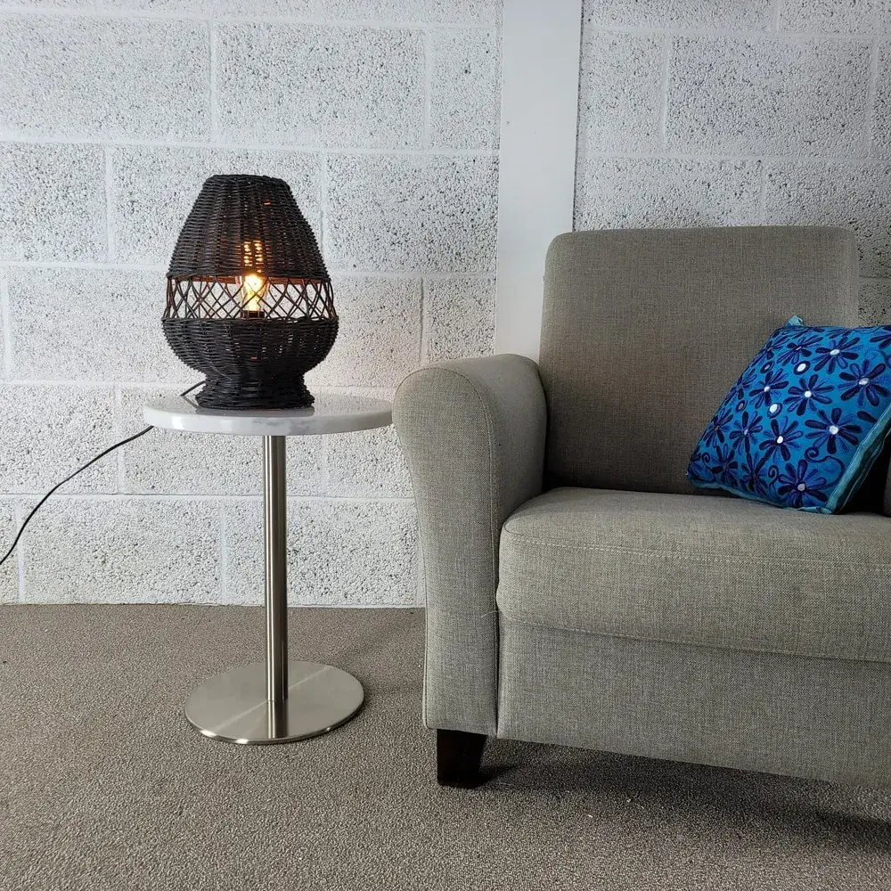 Foto 6 Tafellamp Riet Ruit 28x43cm zwart 511127