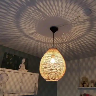 Foto van Hanglamp riet Druppel naturel 33cm 511021