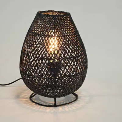 Foto van Tafellamp Druppel riet zwart 30cm 511125