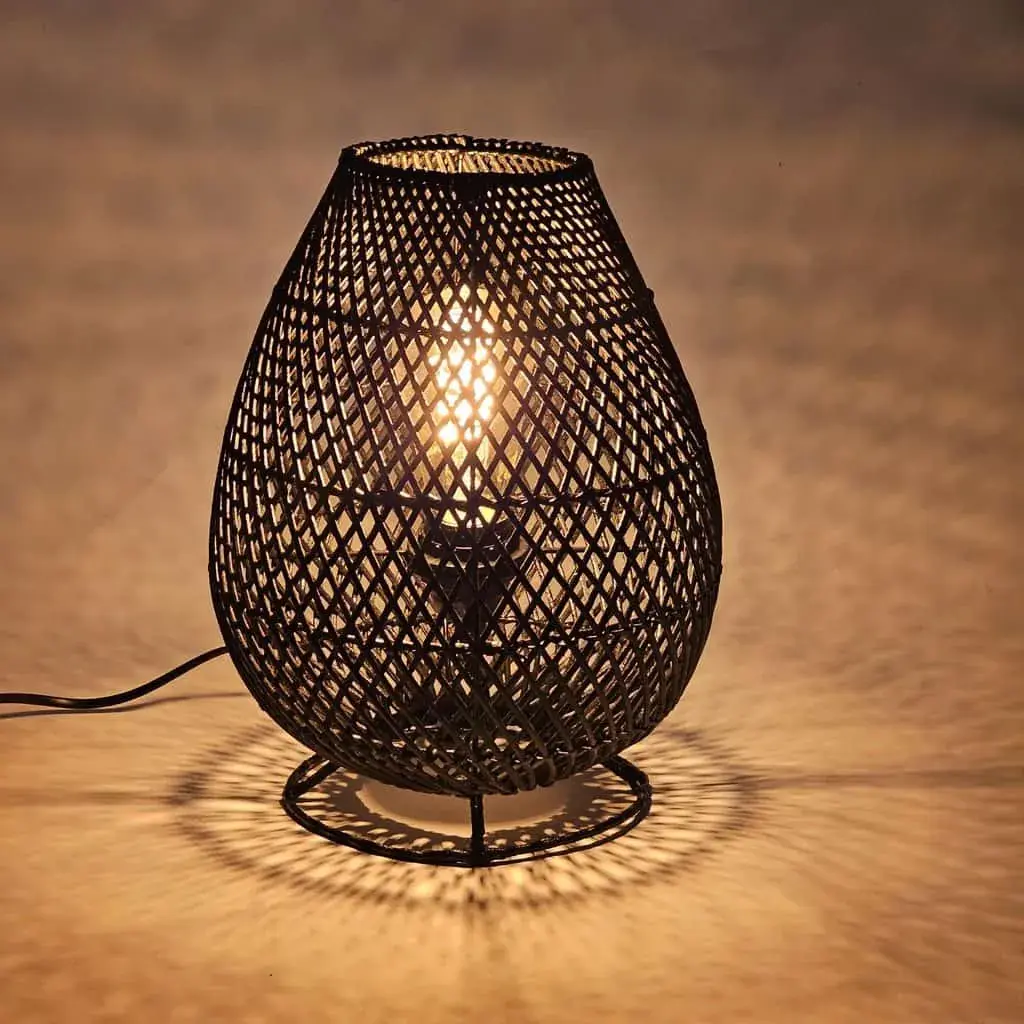 Foto 2 Tafellamp Druppel riet zwart 30cm 511125