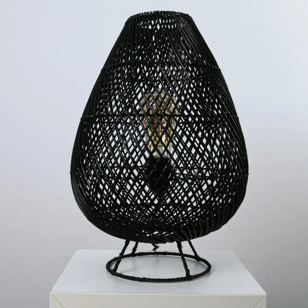 Foto 11 Tafellamp Druppel riet zwart 30cm 511125