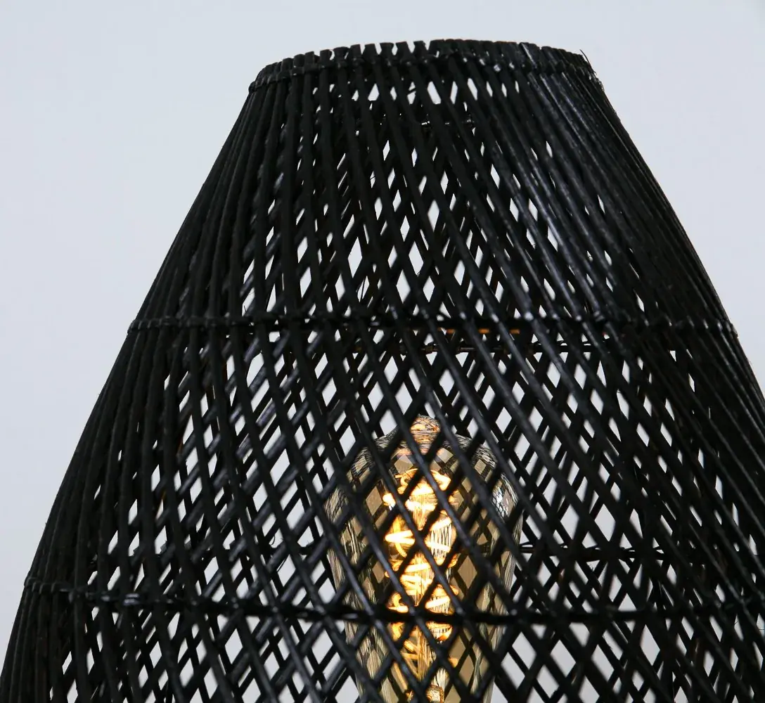 Foto 12 Tafellamp Druppel riet zwart 30cm 511125