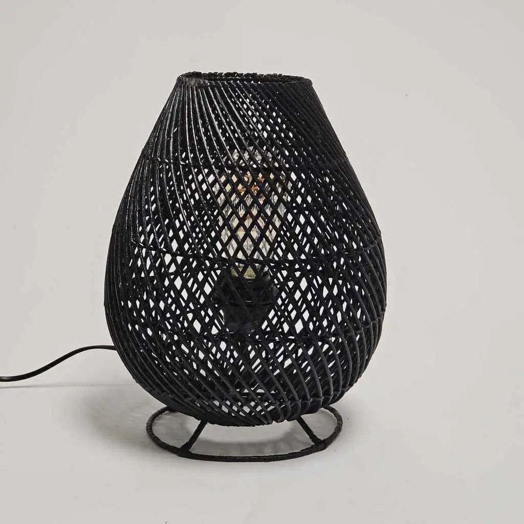 Foto 3 Tafellamp Druppel riet zwart 30cm 511125