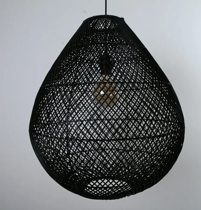 Foto 2 Hanglamp Druppel riet zwart 33cm 511121