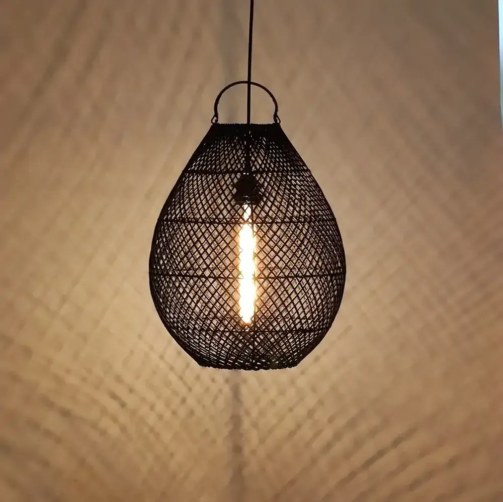 Foto 12 Hanglamp Druppel riet zwart 33cm 511121