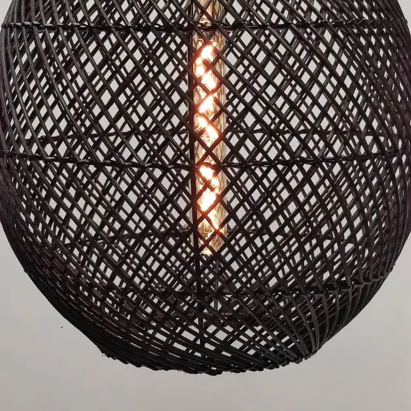 Foto 3 Hanglamp Druppel riet zwart 33cm 511121