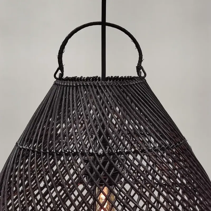 Foto 6 Hanglamp Druppel riet zwart 33cm 511121
