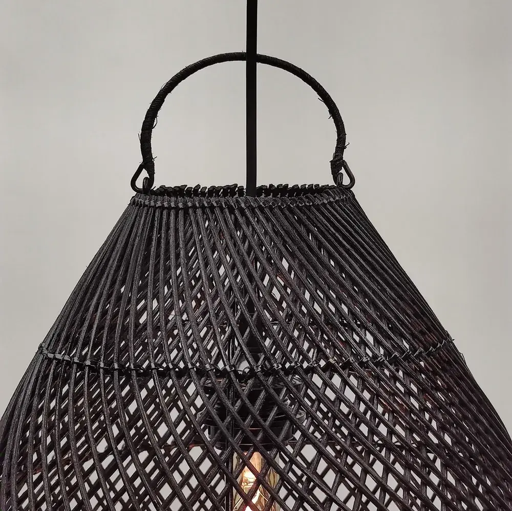 Foto 9 Hanglamp Druppel riet zwart 33cm 511121