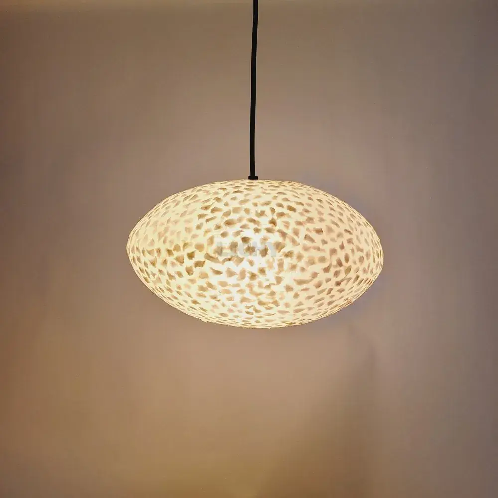 Foto van Schelpenlamp plafondlamp Apollo Wit 40cm 51058