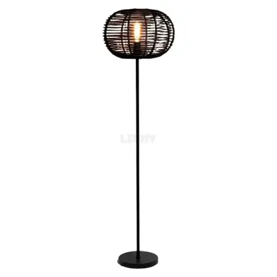 Foto van Vloerlamp riet ufo zwart 142cm