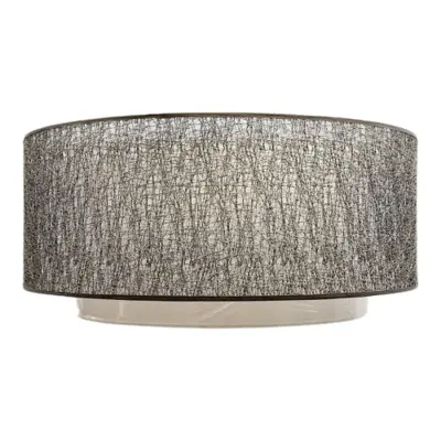 Foto van ronde kap hanglamp zilver transparant met witte binnenkap 61cm gaas