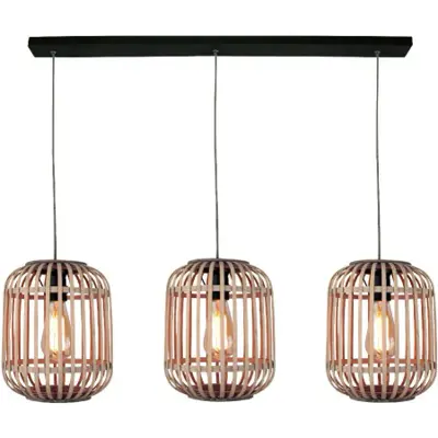 Foto van Hanglamp Bas 3 lichts hout zwart 5293