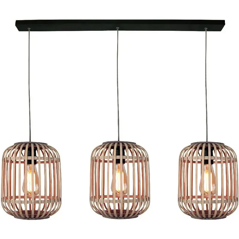 Foto 1 Hanglamp Bas 3 lichts hout zwart 5293
