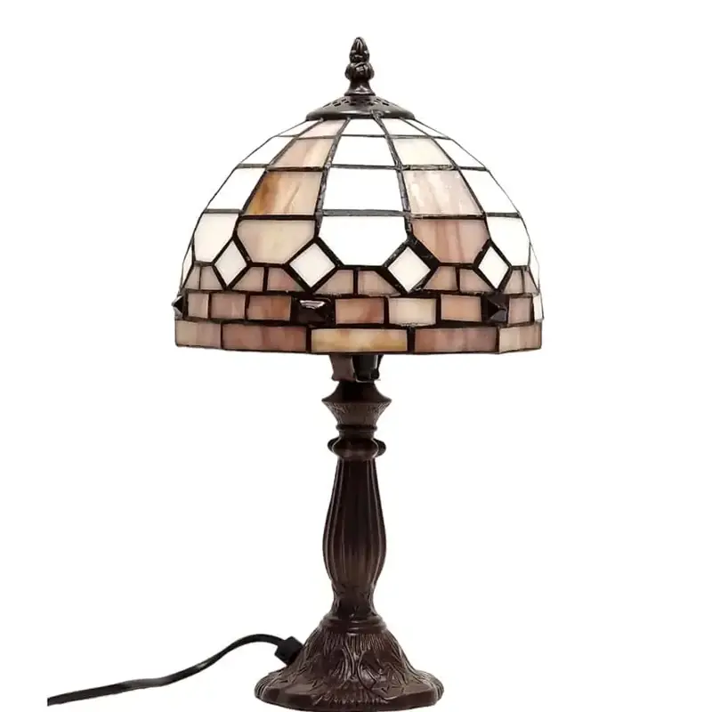 Foto 3 Tiffany tafellamp Creme bruin 33cm hoog