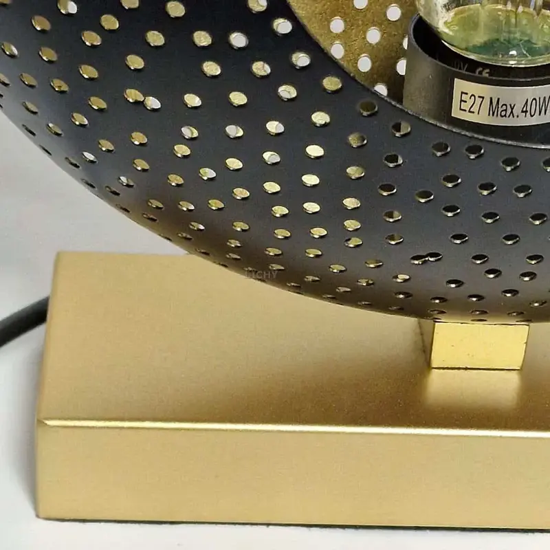 Foto 4 Tafellamp Madras Donut Goud Zwart van buiten 25x10x30