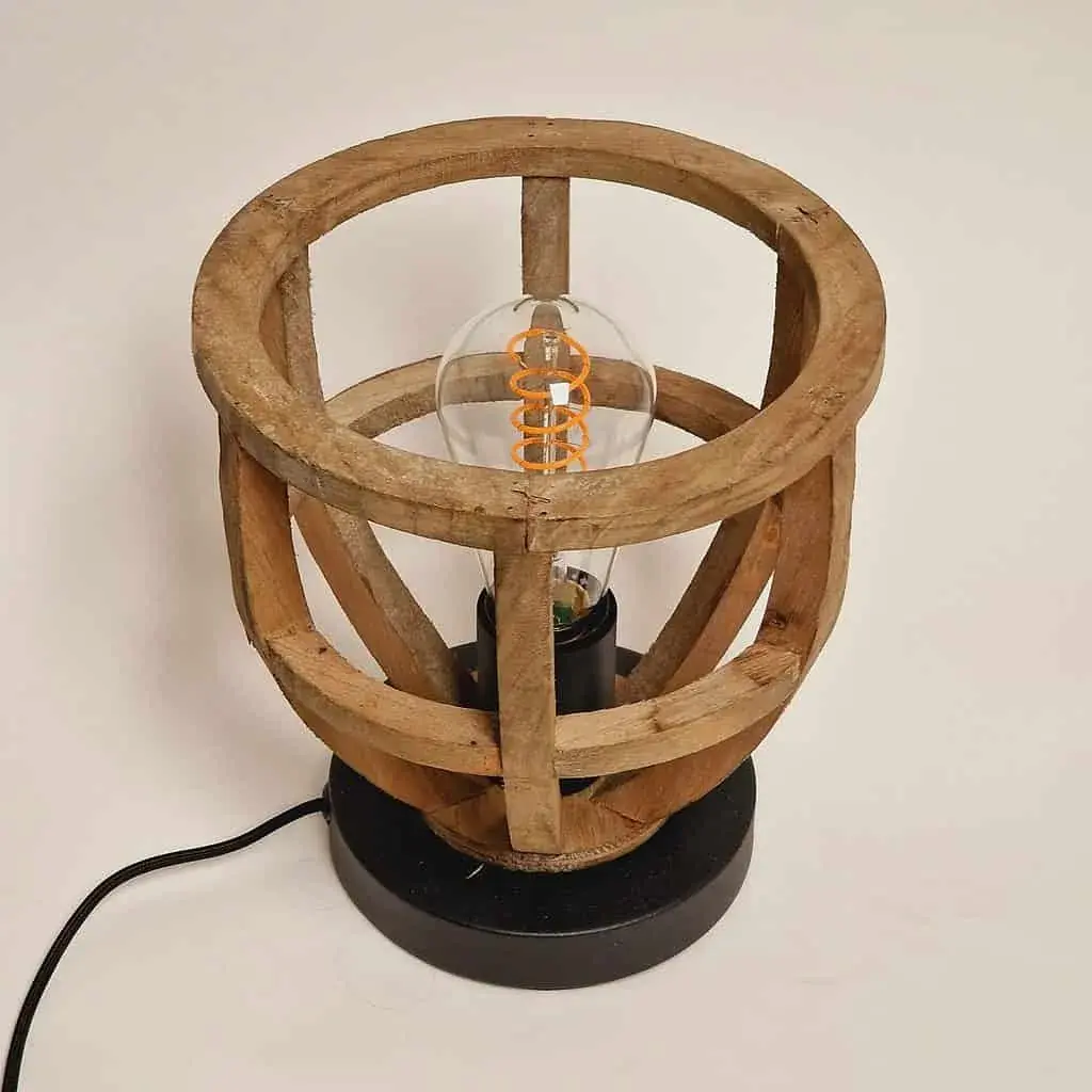 Foto 2 Tafellamp hout  22cm Tricia Hout open