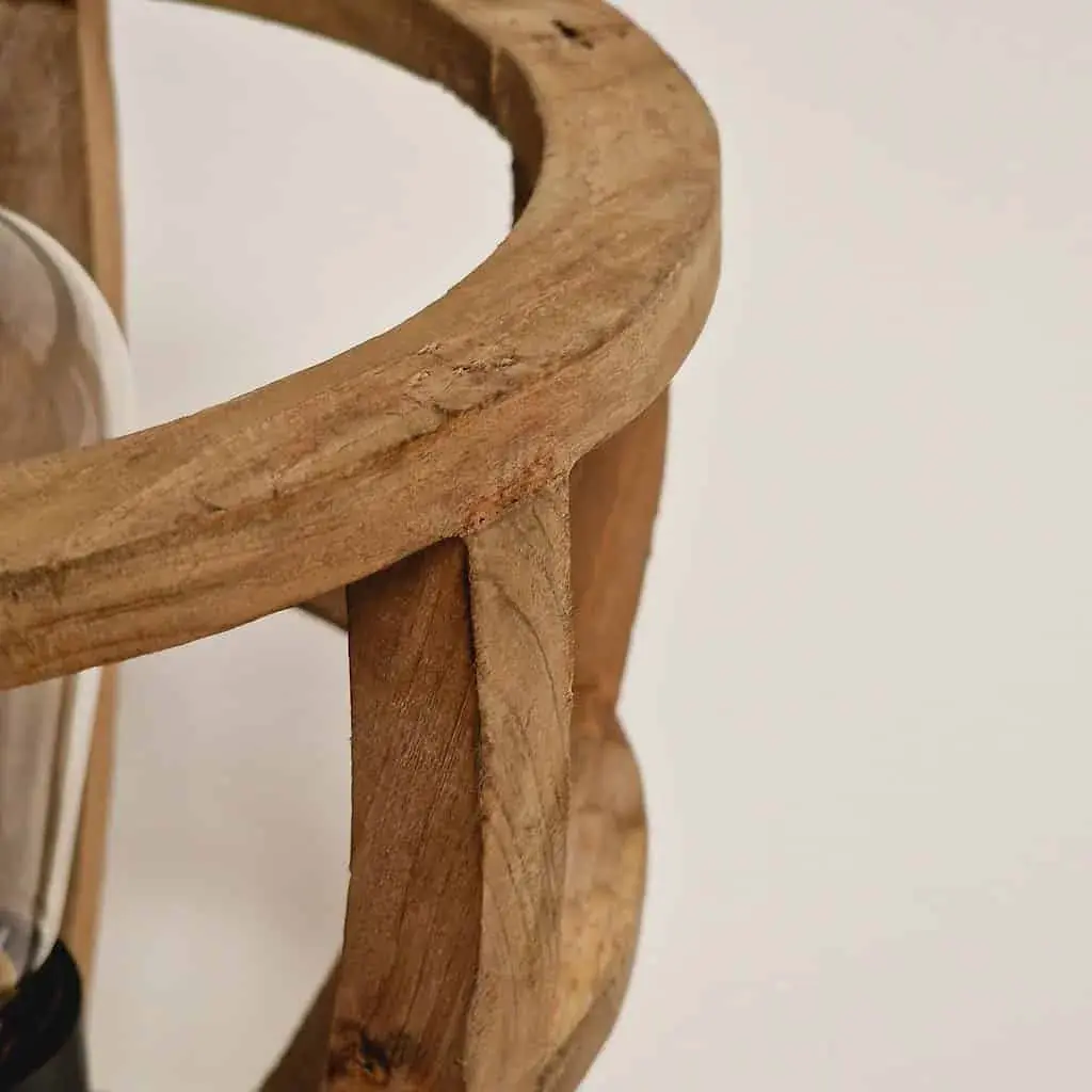 Foto 3 Tafellamp hout  22cm Tricia Hout open