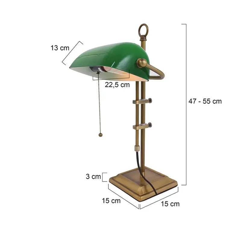 Foto 3 Tafellamp Ancilla 7961BR Brons bankierslamp