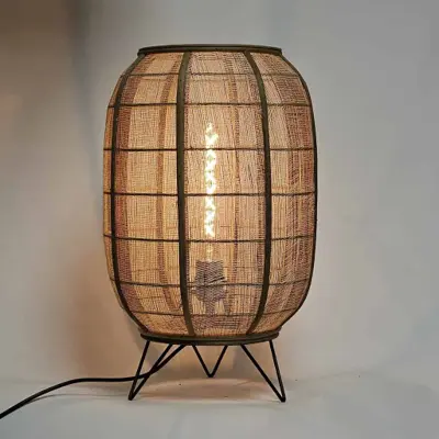 Foto van Oosterse tafellamp hout jute 41cm