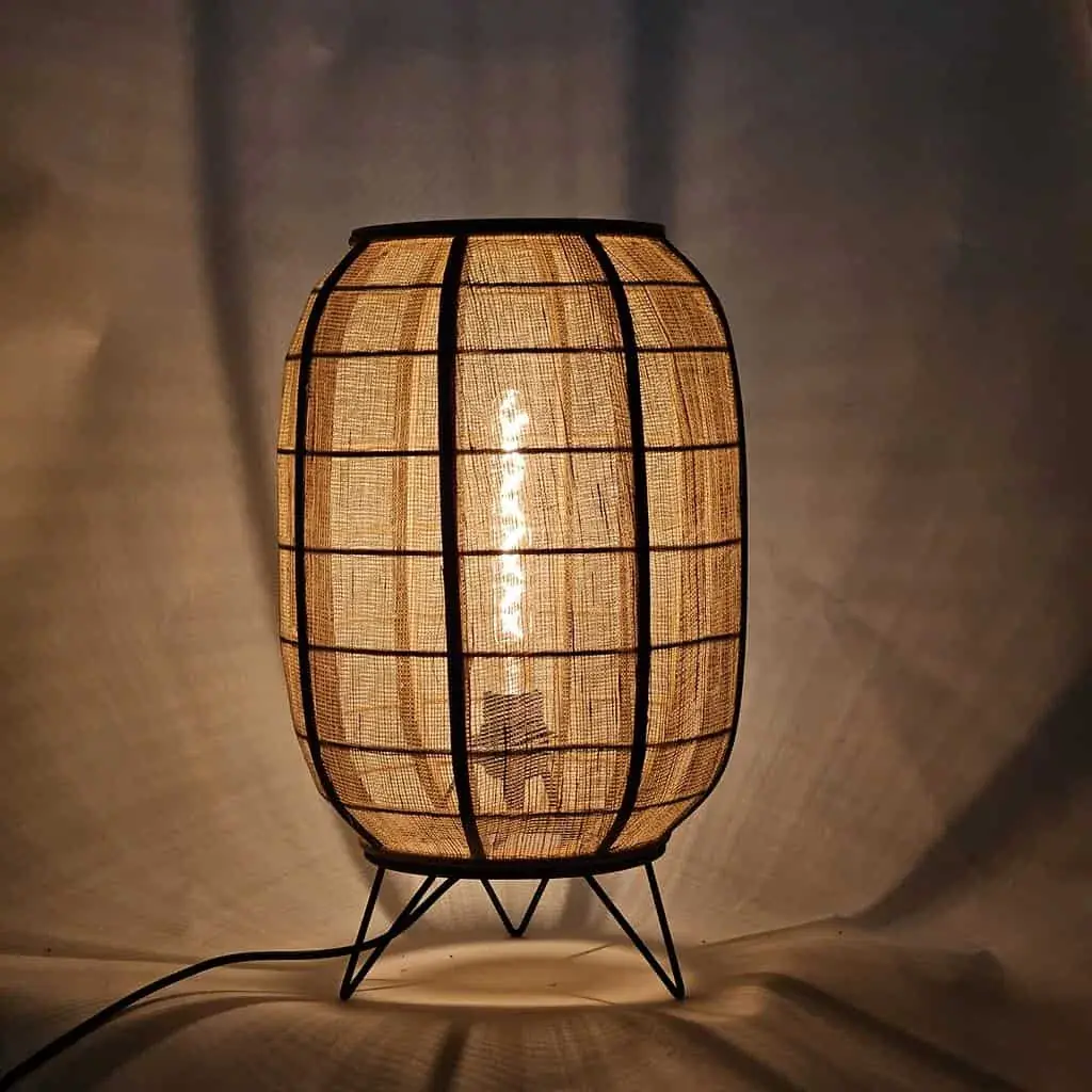 Foto 2 Oosterse tafellamp hout jute 41cm