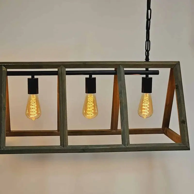 Foto 5 Hanglamp Farm hout 4 lichts h 5192 4l Zwart