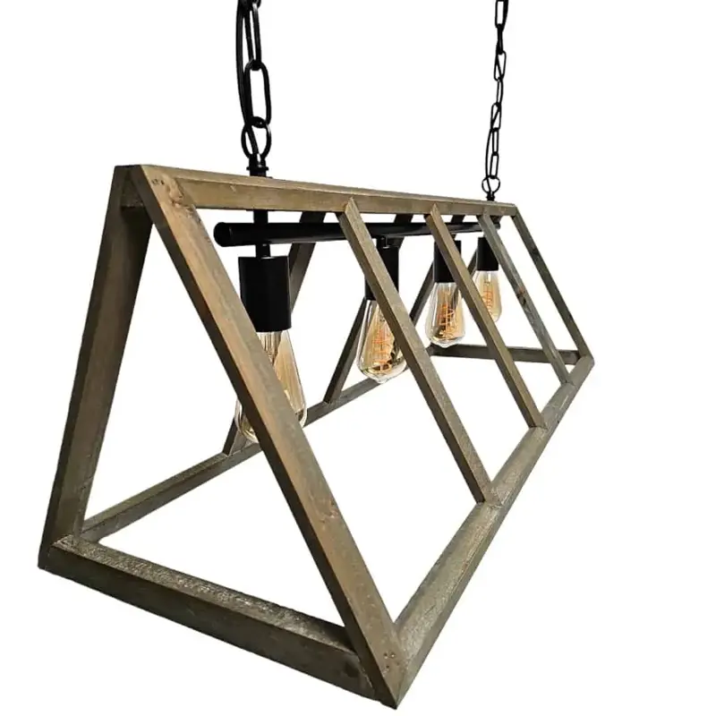 Foto 9 Hanglamp Farm hout 4 lichts h 5192 4l Zwart