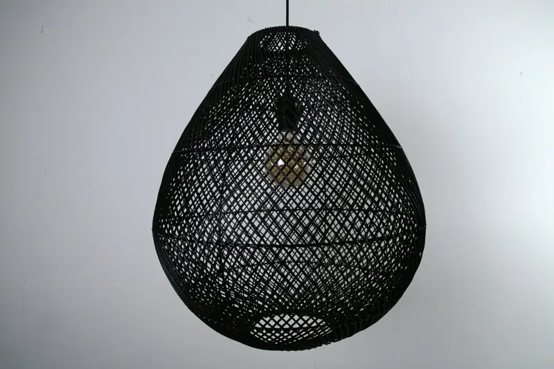 Foto 2 Hanglamp Druppel riet zwart 50cm 511123