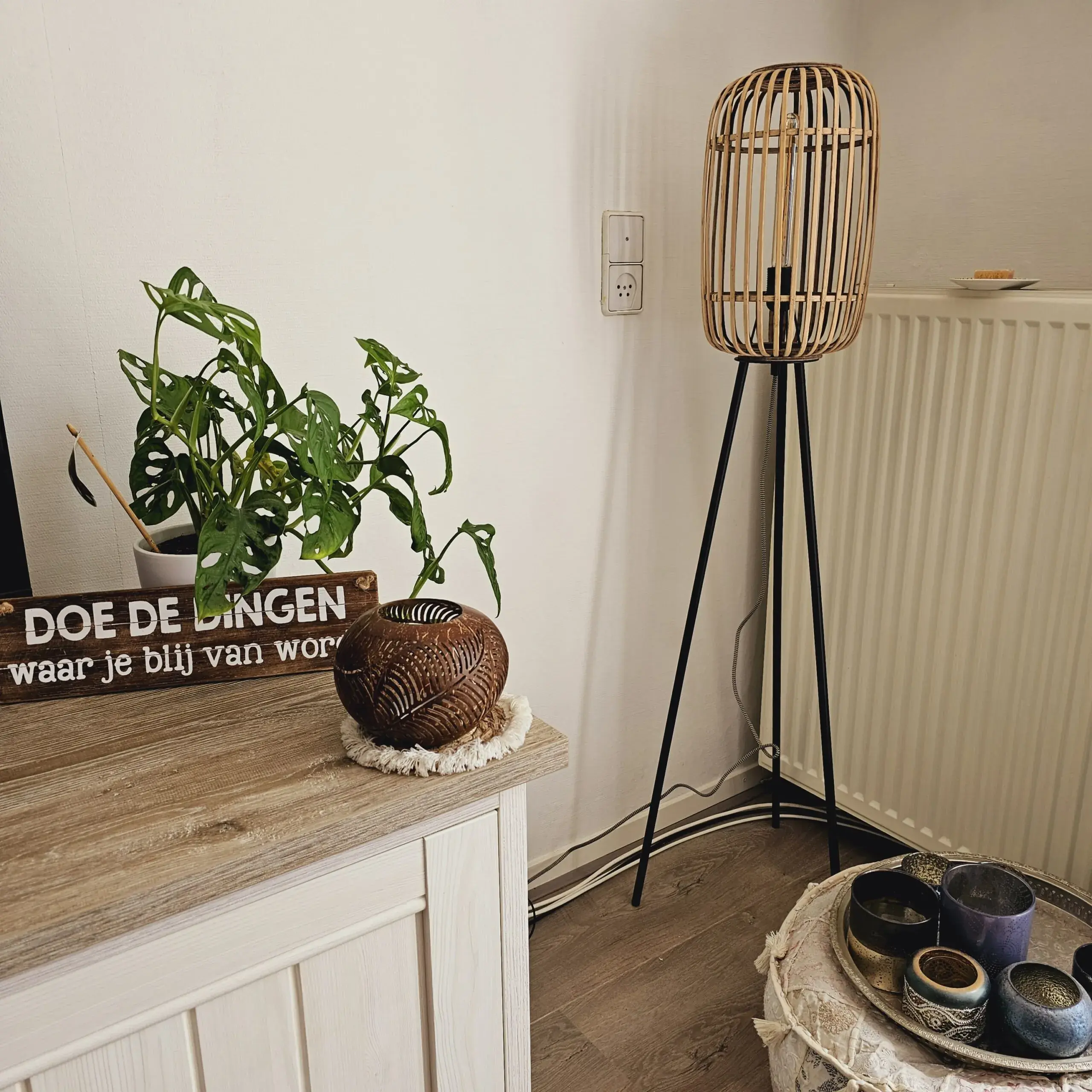 Foto 3 Vloerlamp Bamboe hout Malacca tripod S 5293 Z