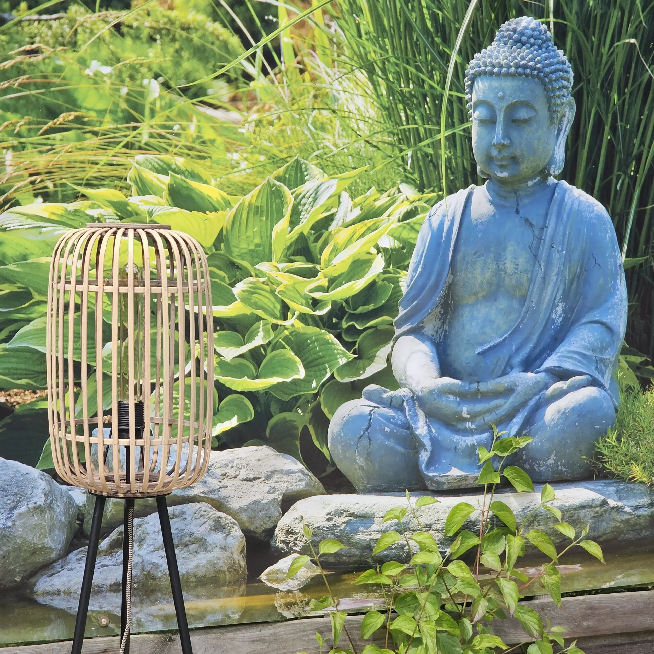 Foto 4 Vloerlamp Bamboe hout Malacca tripod S 5293 Z