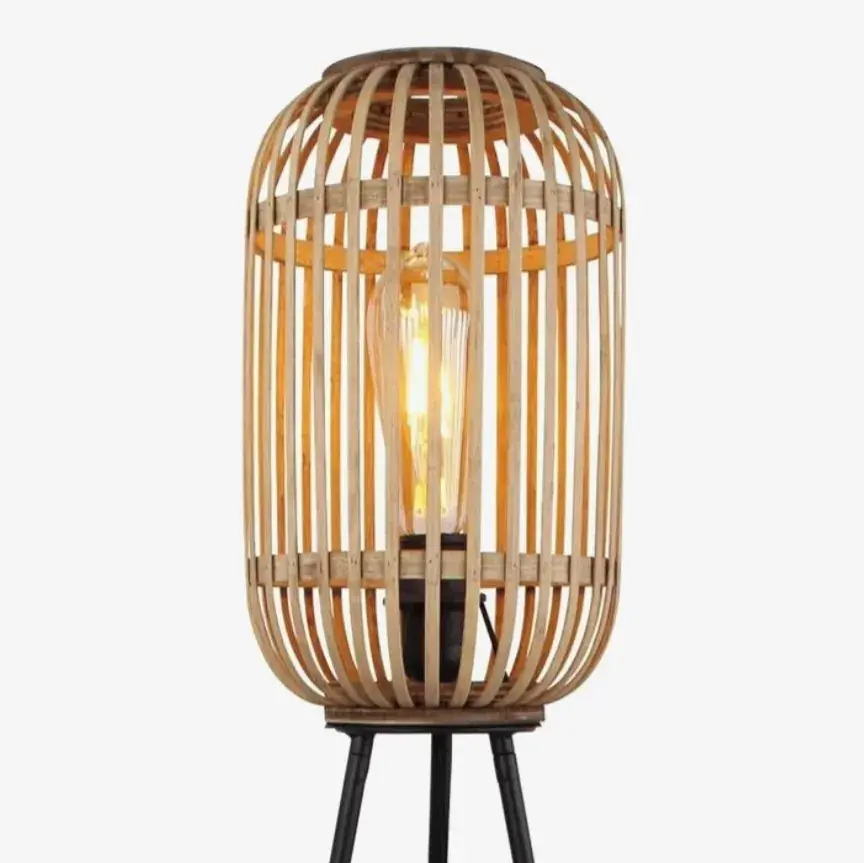 Foto 6 Vloerlamp Bamboe hout Malacca tripod S 5293 Z