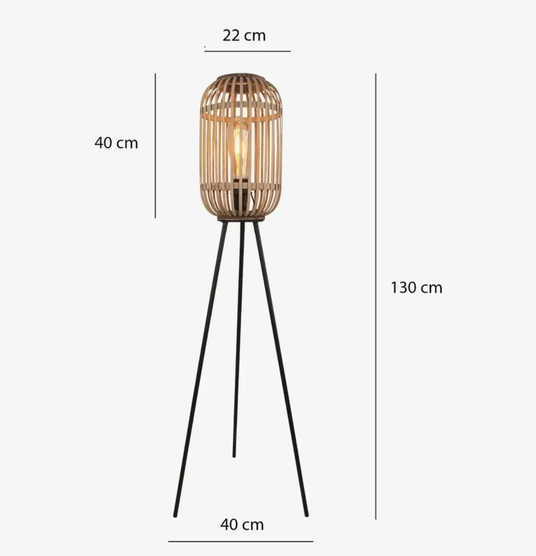 Foto 8 Vloerlamp Bamboe hout Malacca tripod S 5293 Z