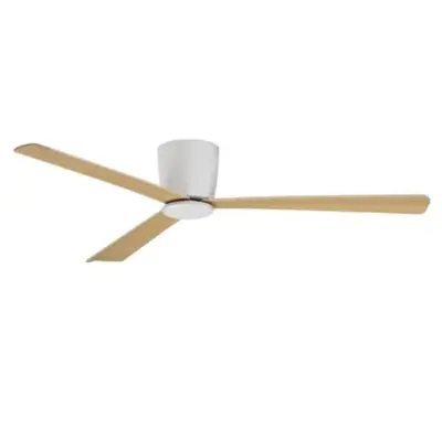 Foto van Stille Plafondventilator Cetus 3 wit teak hout DELL