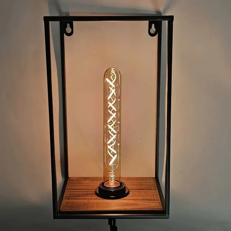 Foto 1 Wandlamp Block Ibiza hout staal 30 x 17