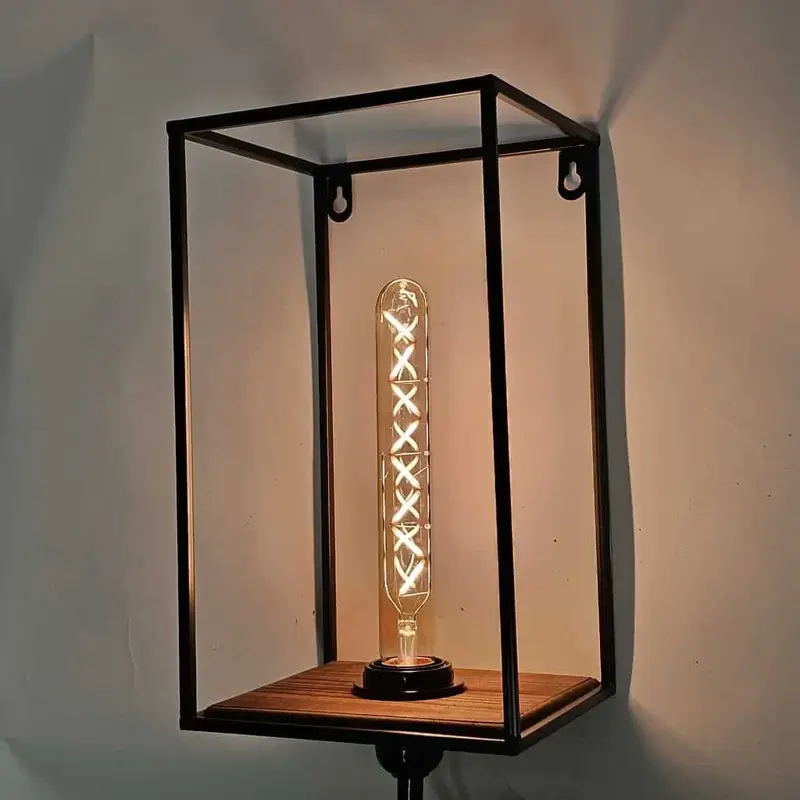 Foto 3 Wandlamp Block Ibiza hout staal 30 x 17