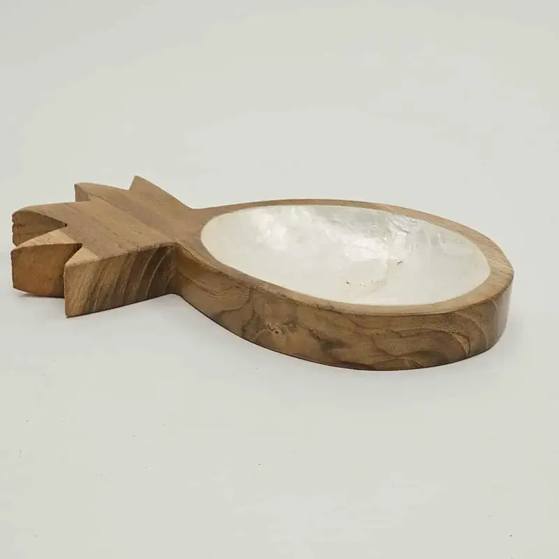 Foto 3 Houten bakje ananas met witte schelp
