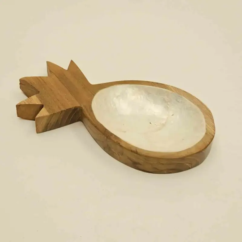 Foto 7 Houten bakje ananas met witte schelp