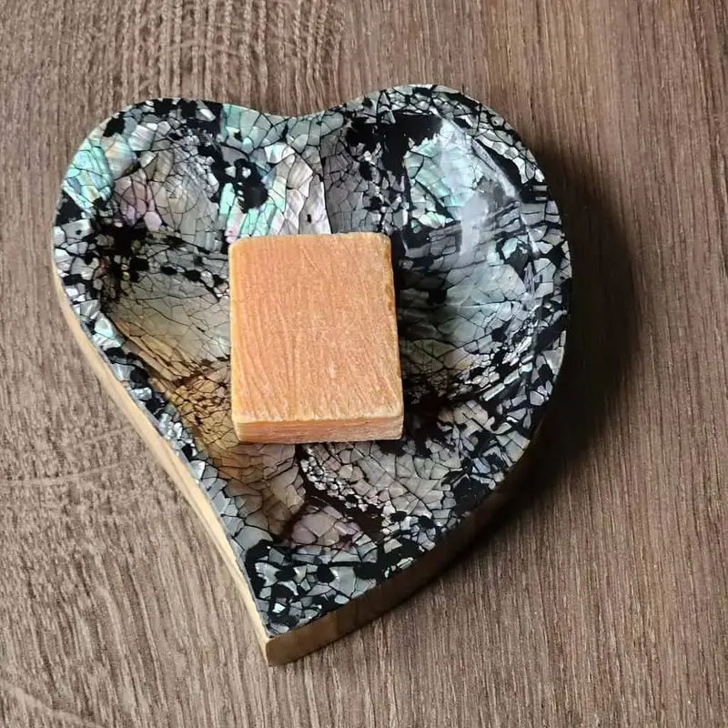 Foto 2 Houten bakje hart met schelp