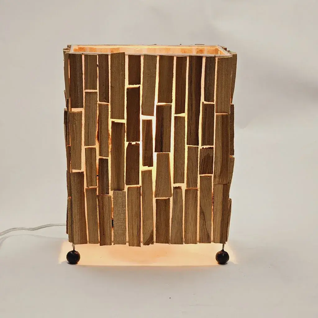 Foto van Tafellamp hout rechthoek 40cm 15212-40