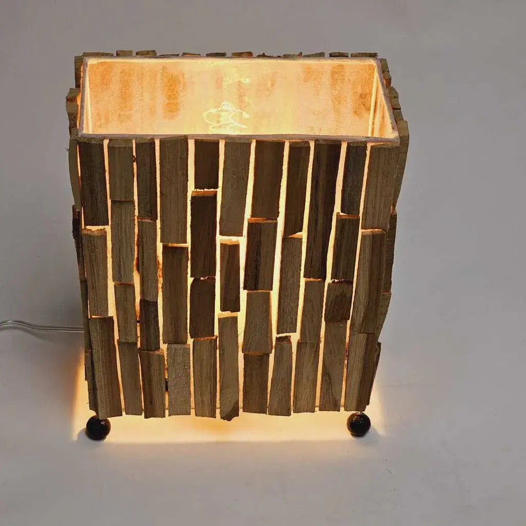 Foto 8 Tafellamp hout rechthoek 30cm 15212-30