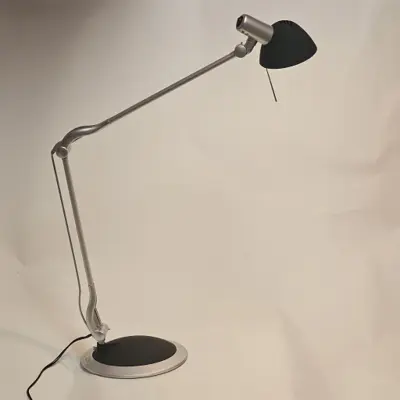 Foto van klemlamp bureaulamp zilver zwart G9 LED 3 standen