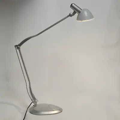 Foto van klemlamp bureaulamp zilver wit G9 LED 3 standen