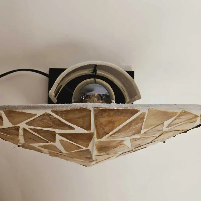 Foto 5 Tafellamp Waaier 36cm schelp en hout