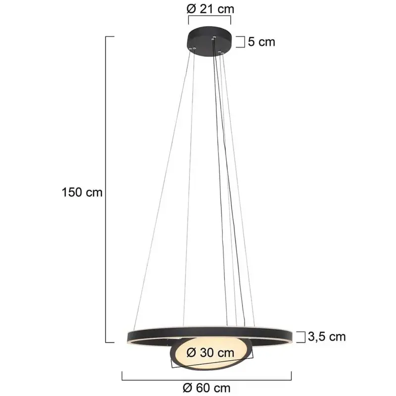 Foto 6 Hanglamp Ringlux 3514ZW Zwart Ringlux 3514ZW