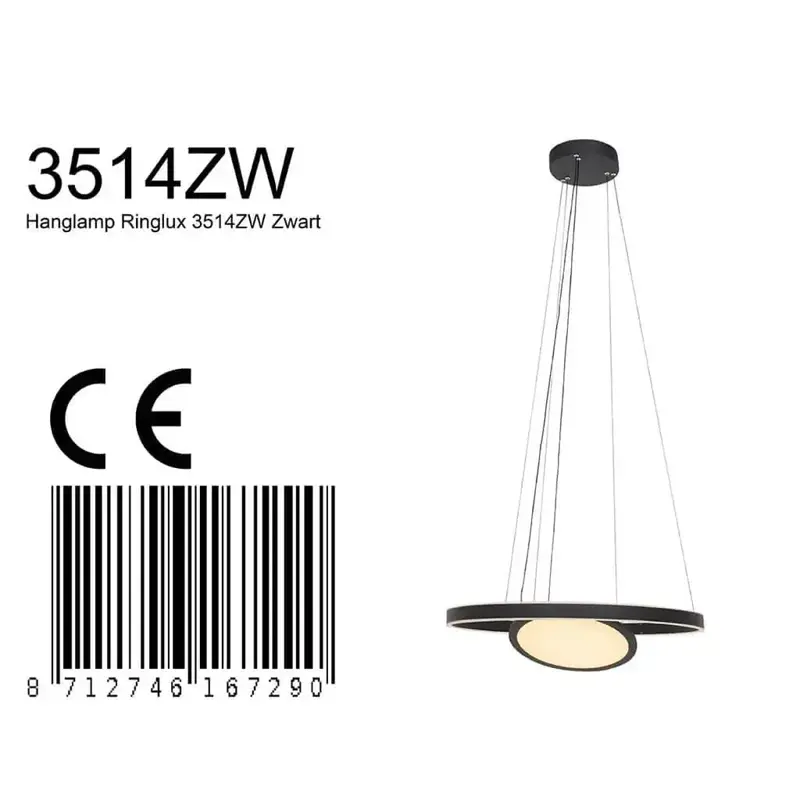 Foto 7 Hanglamp Ringlux 3514ZW Zwart Ringlux 3514ZW